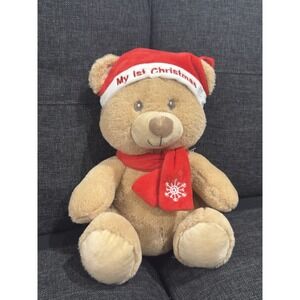 KellyBaby My First Teddy Bear Christmas KellyToy Tan Crinkle Ears Rattle